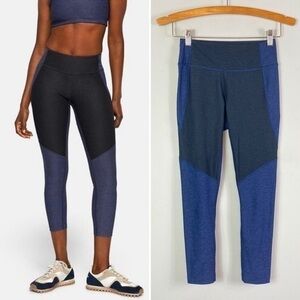 Outdoor Voices Two-Tone Blue Color Block Leggings XS